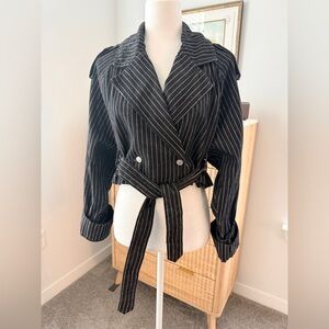 Zara oversized cropped striped trench jacket. Med